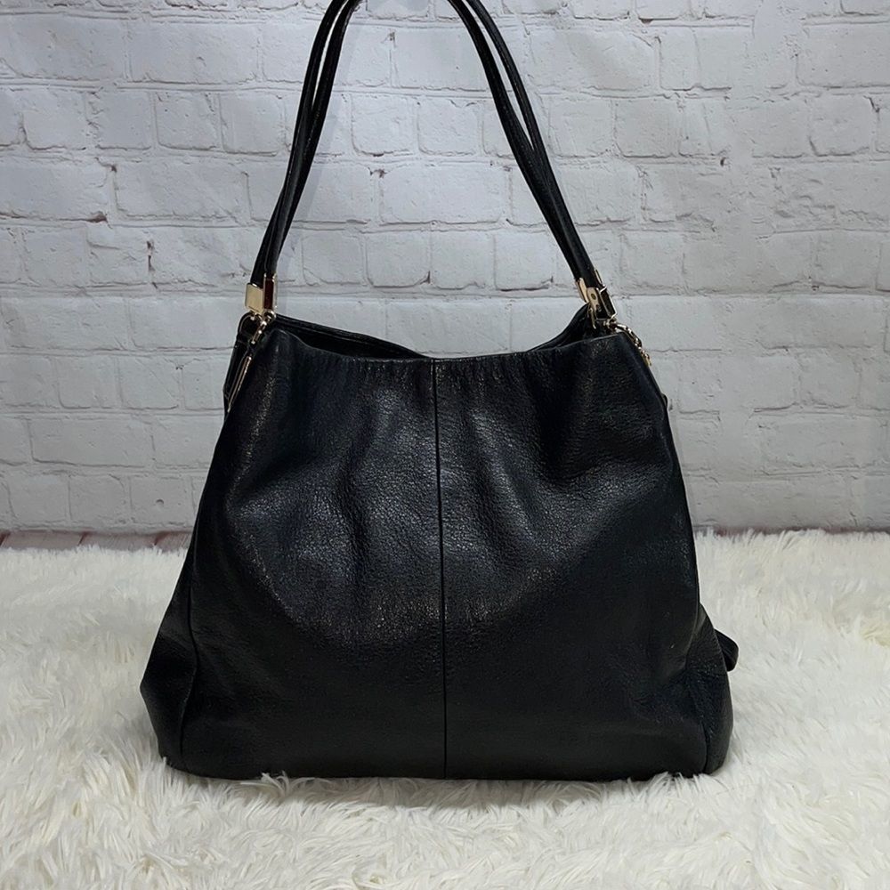 COACH MADISON PHOEBE Black Pebbled Leather Hobo Satchel Bag 26224
